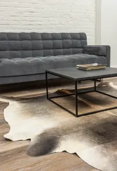6' X 7' Gray and Ivory Genuine Cowhide Hand Knotted Area Rug