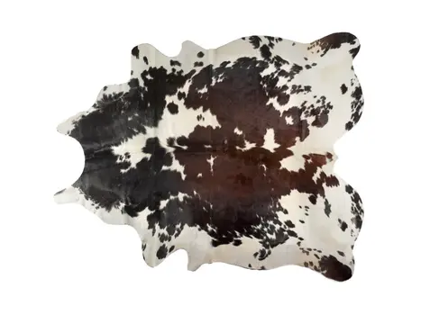 6' X 7' Brown Black and White Cowhide Hand Knotted Area Rug