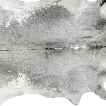 6' X 7' Gray and White Cowhide Hand Knotted Area Rug