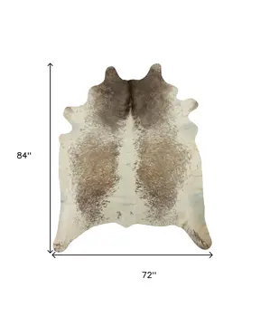 6' X 7' Brown and White Cowhide Hand Knotted Area Rug