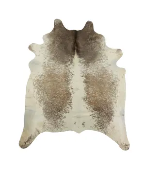 6' X 7' Brown and White Cowhide Hand Knotted Area Rug