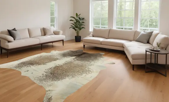 6' X 7' Brown and White Cowhide Hand Knotted Area Rug