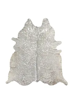 5' X 7' Silver and Ivory Cowhide Hand Knotted Area Rug