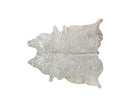 6' X 7' Silver and Ivory Cowhide Hand Knotted Area Rug