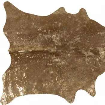 5' X 7' Gold and Brown Cowhide Hand Knotted Area Rug