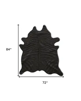 5' X 7' Black Cowhide Hand Knotted Area Rug