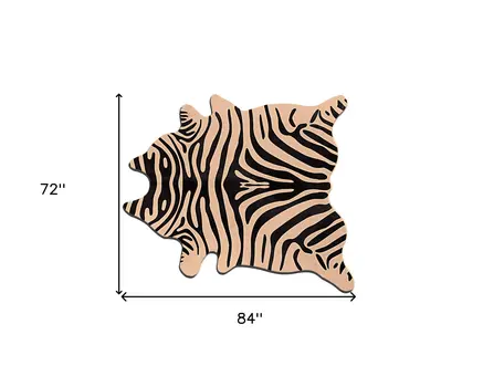 5' X 7' Black and Tan Zebra Print Genuine Cowhide Handmade Area Rug