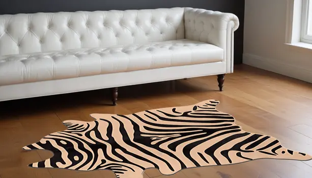 5' X 7' Black and Tan Zebra Print Genuine Cowhide Handmade Area Rug