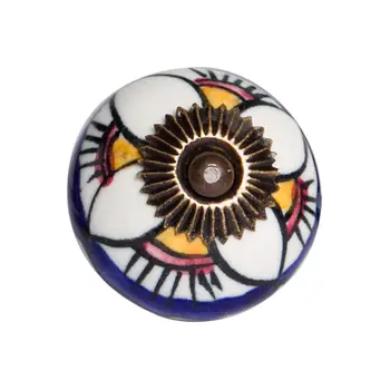 Set of Eight Blue And White Ceramic And Metal Drawer Pull Knobs
