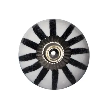 Set of Eight Black And White Ceramic And Metal Drawer Pull Knobs