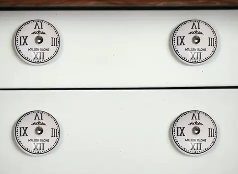 Set of Eight Black And White Ceramic And Metal Drawer Pull Knobs