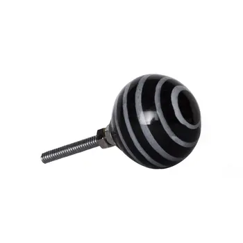 Set of Eight Black And Gray Ceramic And Metal Drawer Pull Knobs