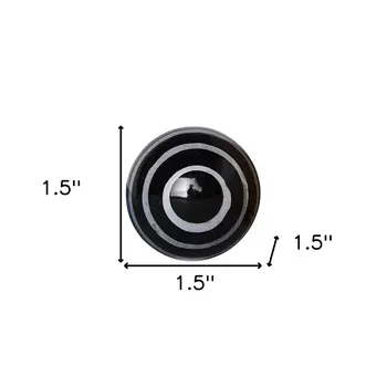 Set of Eight Black And Gray Ceramic And Metal Drawer Pull Knobs