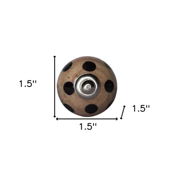 Set of Eight Brown And Black Ceramic And Metal Drawer Pull Knobs