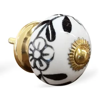 Set of Eight Blue And White Ceramic And Metal Drawer Pull Knobs