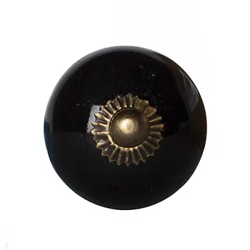 Set of Eight Brown And Black Ceramic And Metal Drawer Pull Knobs