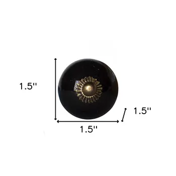 Set of Eight Brown And Black Ceramic And Metal Drawer Pull Knobs