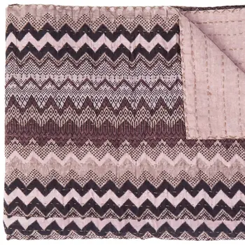 50" X 70" Pink And Black Cotton Quilted Chevron Plush Throw Blanket