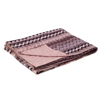 50" X 70" Pink And Black Cotton Quilted Chevron Plush Throw Blanket