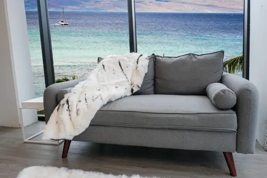 50" X 60" Black And White Rabbit Fur Plush Throw Blanket