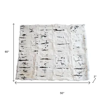 50" X 60" Black And White Rabbit Fur Plush Throw Blanket