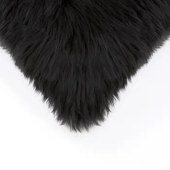 Set of Two 18" Black Sheepskin Throw Pillows