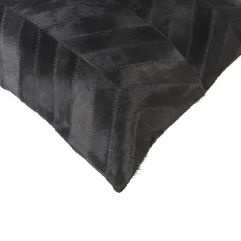 Set of Two 18" Black Chevron Cowhide Throw Pillows