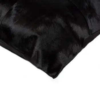 Set of Two 18" Black Cowhide Throw Pillows