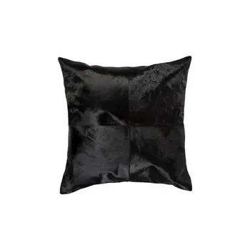 Set of Two 18" Black Cowhide Throw Pillows