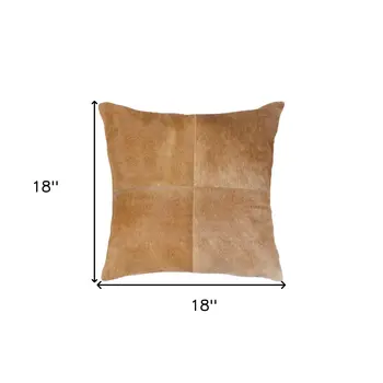 Set of Two 18" Tan Cowhide Throw Pillows
