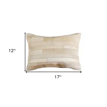 12" X 20" Natural Patchwork Cowhide Lumbar Throw Pillow