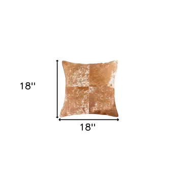 Set of Two 18" Brown and White Cowhide Cowhide Throw Pillows