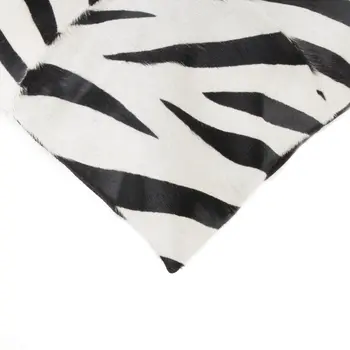 Set of Two 18" White and Black Zebra Cowhide Throw Pillows