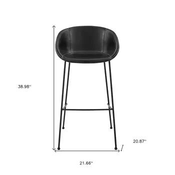 Set of Two 30" Black Faux Leather and Steel Low Back Bar Height Bar Chairs
