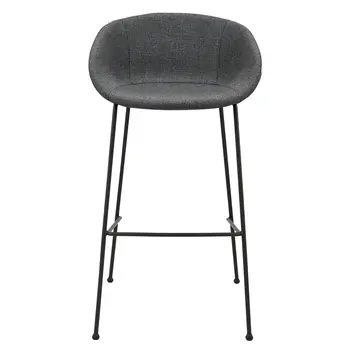 Set of Two 30" Gray and Black Fabric and Steel Low Back Bar Height Bar Chairs