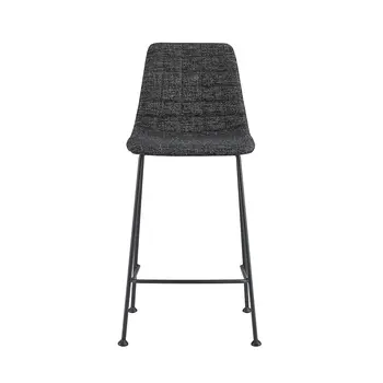Set of Two 26" Black Fabric and Steel Low Back Counter Height Bar Chairs