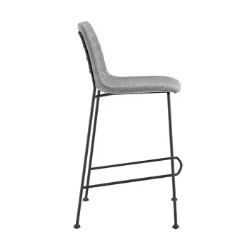 Set of Two 26" Light Gray and Black Fabric and Steel Low Back Counter Height Bar Chairs