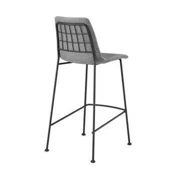 Set of Two 26" Light Gray and Black Fabric and Steel Low Back Counter Height Bar Chairs