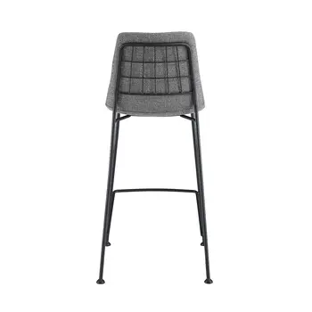 Set of Two 26" Light Gray and Black Fabric and Steel Low Back Counter Height Bar Chairs