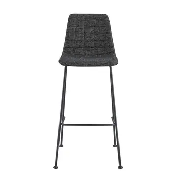 Set of Two 30" Black Fabric and Steel Low Back Bar Height Bar Chairs