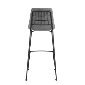 Set of Two 30" Light Gray and Black Fabric and Steel Low Back Bar Height Bar Chairs