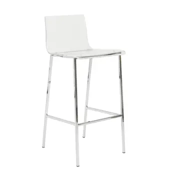 Set of Two 30" Clear And Silver Acrylic And Steel Low Back Bar Height Bar Chairs