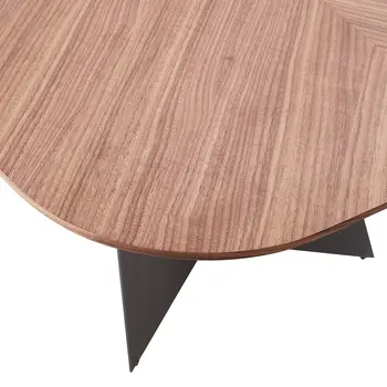79" Brown and Black Wood And Steel Double Pedestal Base Dining Table