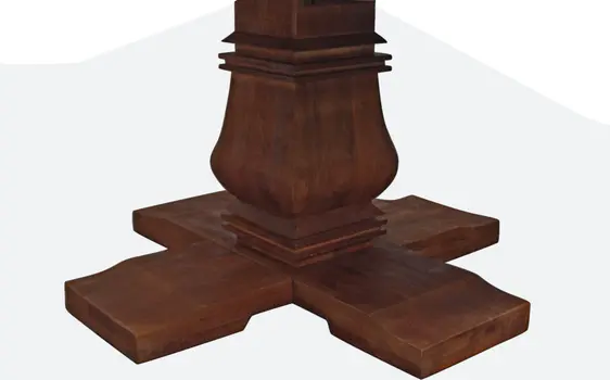 58" Brown Solid Wood Pedestal Base Round Top Dining Table