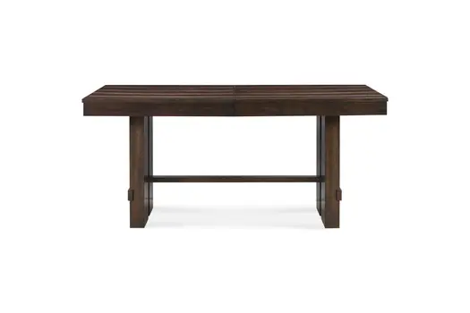 84" Dark Brown Wood Self-Storing Leaf Trestle Base Extension Dining Table