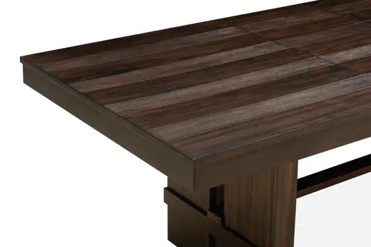 84" Dark Brown Wood Self-Storing Leaf Trestle Base Extension Dining Table