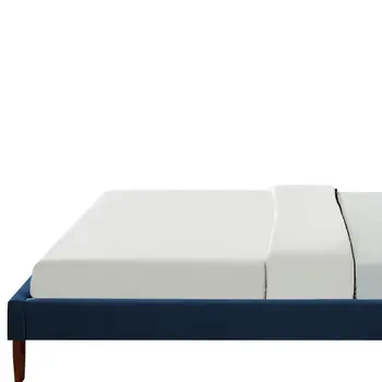 Navy Blue Solid Wood King Tufted Upholstered Velvet Bed
