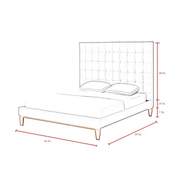 Gray Solid Wood Queen Tufted Upholstered Linen Bed