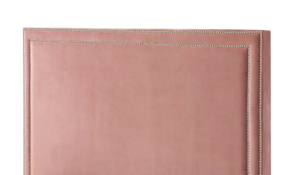 Blush Solid Wood Queen Upholstered Velvet Bed with Nailhead Trim