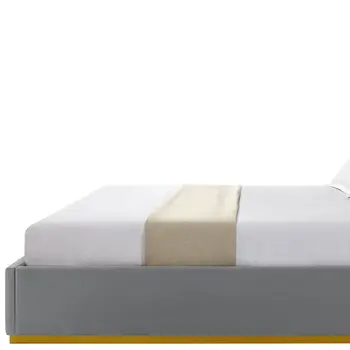 Gray Solid Wood King Upholstered Velvet Bed